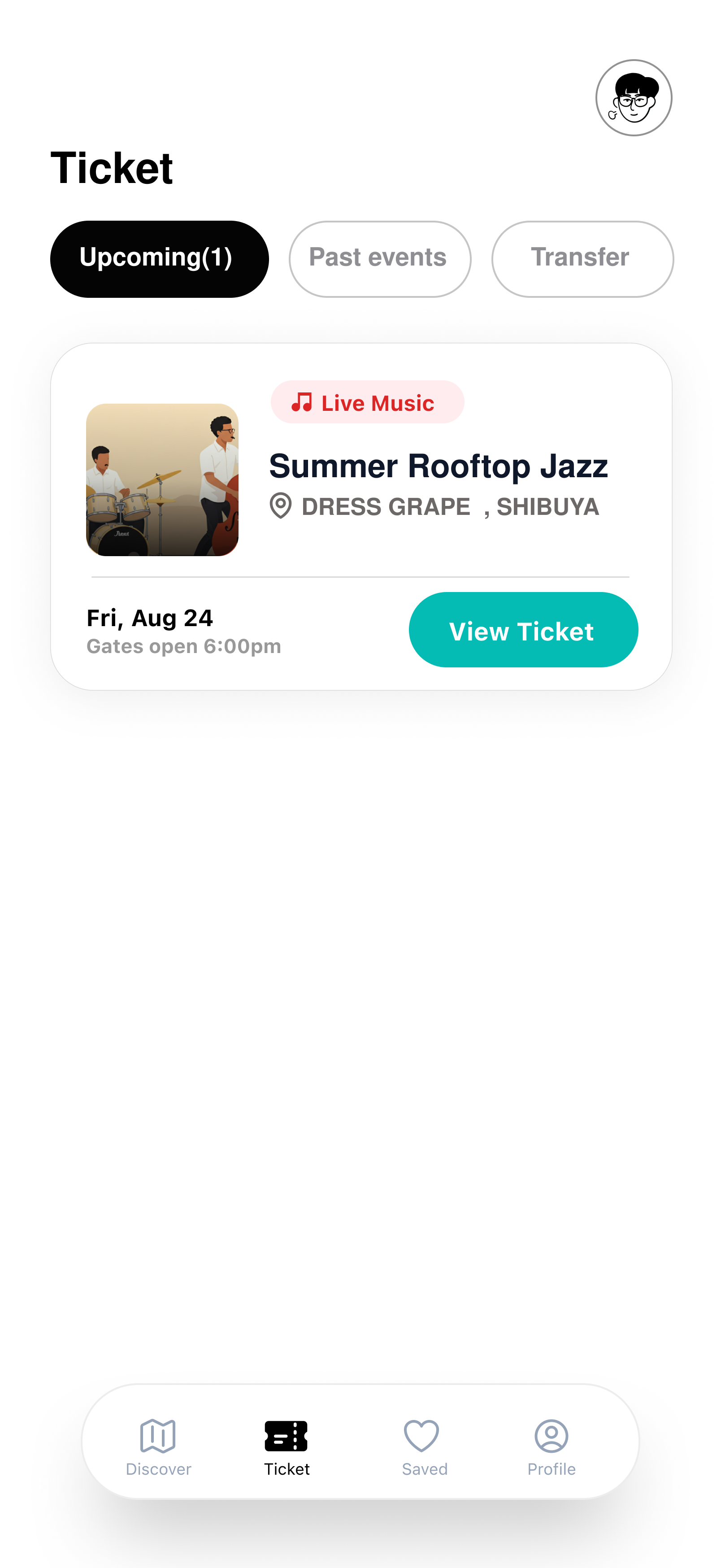 GoEvent ticket screen