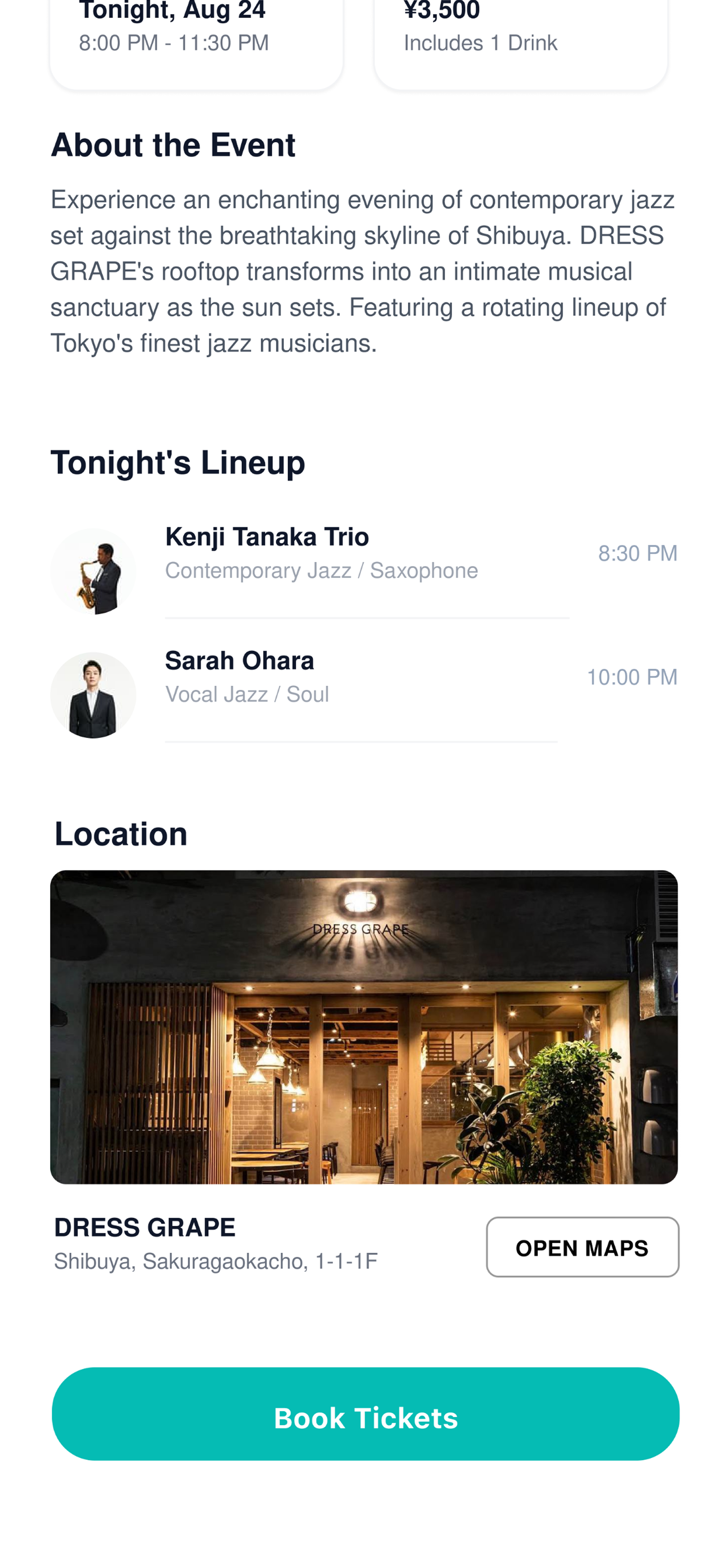 GoEvent ticket booking screen